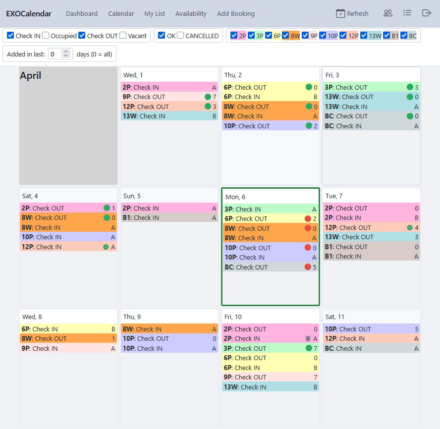 AirBnB Booking Calendar - Calendar